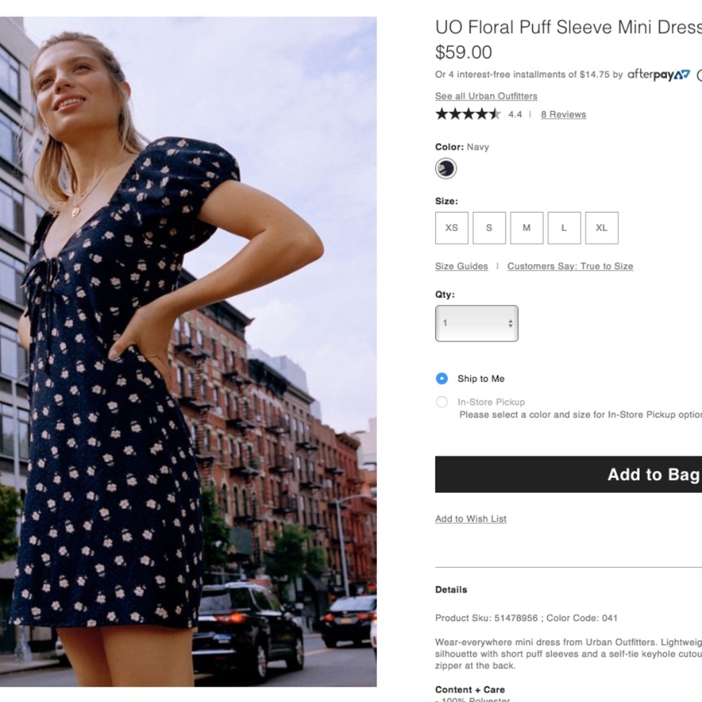 Urban Outfitters Navy Floral Dress